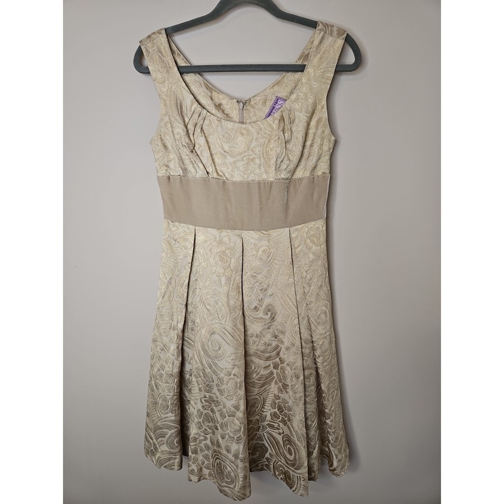 Vivienne Tam Dress 6 Gold Floral Brocade Velvet Silk Blend Cocktail Evening Luxe